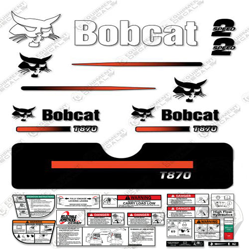 Fits Bobcat T-870 Compact Track Loader Skid Steer Decal Kit (Straight Stripes) decal kit