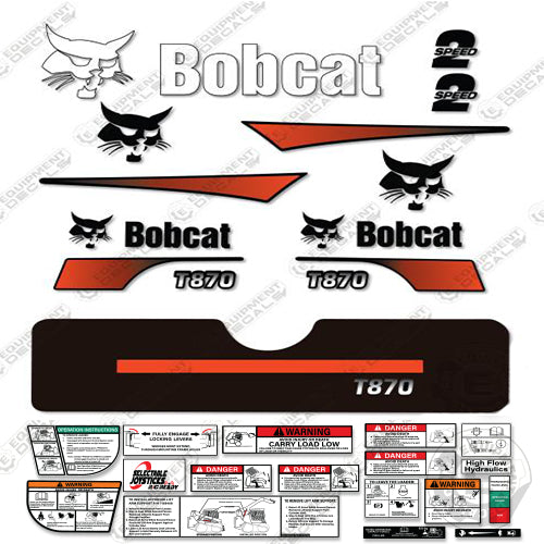 Fits Bobcat T-870 Compact Track Loader Skid Steer Decal Kit (Curved Stripes) decal kit