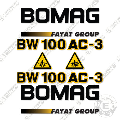 Fits Bomag BW100AC Decal Kit Roller 100, 100ac, ac, bomag, decal kit, roller