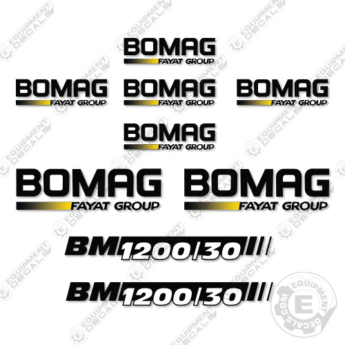 Fits Bomag BM1200/30 Sticker Cold Planer Decal Kit 1200, 1200/30, bomag, decal kit, planer