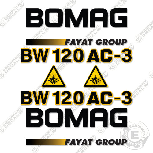 Fits Bomag BW120AC Decal Kit Roller 120, 120ac, ac, bomag, decal kit, roller