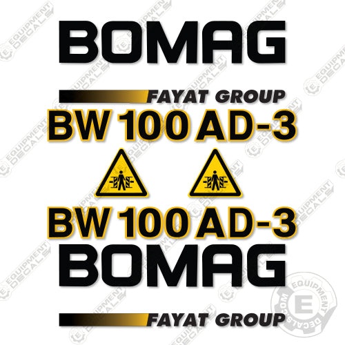 Fits Bomag BW100AD Decal Kit Roller 100, 100ad, ad, bomag, decal kit, roller