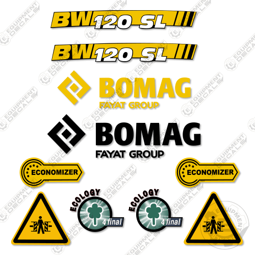 Fits Bomag BW 120 SL Tandem Vibratory Roller Decal Kit decal kit