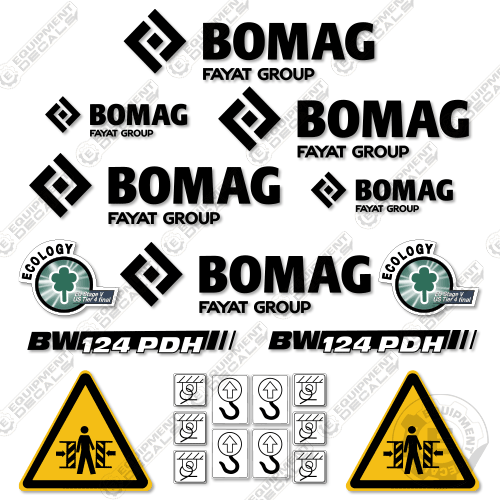 Fits Bomag BW124PDH-5 Vibratory Roller Decal Kit 124, bw124, bw124pdh, decal kit