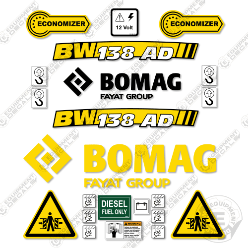 Fits Bomag BW138AD-5 Decal Kit Tandem Roller 138, 138ad, ad, bomag, bw138, decal kit, roller