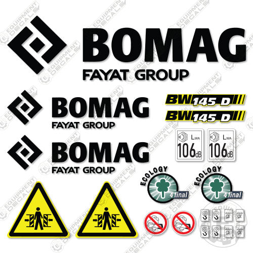 Fits Bomag BW 145D Decal Kit Roller 145, 145-d, 145d, decal kit