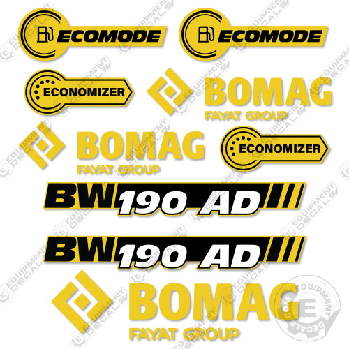 Fits Bomag BW190AD-5 Soil Compactor Roller Decal Kit 190ad, 190ad-5, 190ad5, 5, bomag, 190, decal kit, drum, drum roller, roller