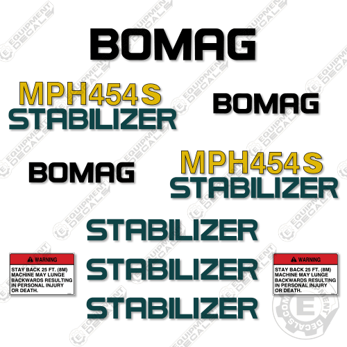 Fits Bomag MPH454S Decal Kit Soil Stabilizer 454, 454s, decal kit, mph, mph454