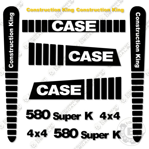 Fits Case 580 Super K Decal Kit Backhoe (Black Version) 580, 580superk, 590 superk, decal kit, k, superk