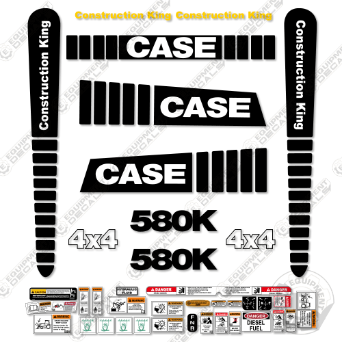 Fits Case 580K Decal Kit Backhoe (Black Version) 580, 580k, decal kit, k