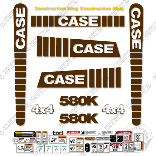 Fits Case 580K Decal Kit Backhoe (Brown Version) 580, 580k, decal kit, k