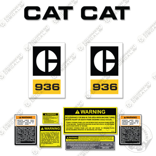 Fits Caterpillar 936 Decal Kit Wheel Loader with Safety Sticker Set 936, decal kit, warning