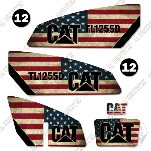 Fits Caterpillar TL1255D Decal Kit Telehandler - STARS AND STRIPES! 1255, 1255d, tl 1055 d, tl 1055d, tl1255