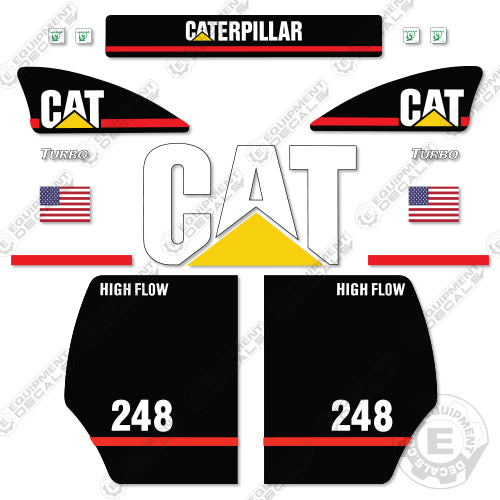 Fits Caterpillar 248 Decal Kit (High Flow) Skid Steer 248, decal kit