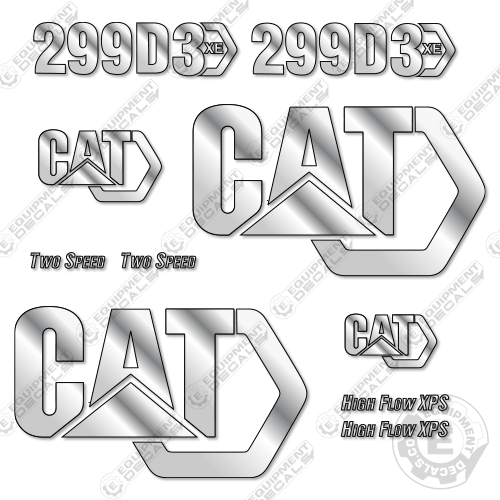 Fits Caterpillar 299D3xe Decal Kit Skid Steer (Silver) 2993, decal kit, xe