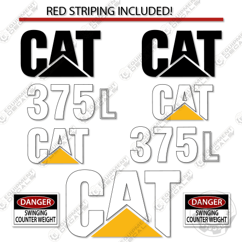 Fits Caterpillar 375L Excavator Decals 375, 375l, decal kit