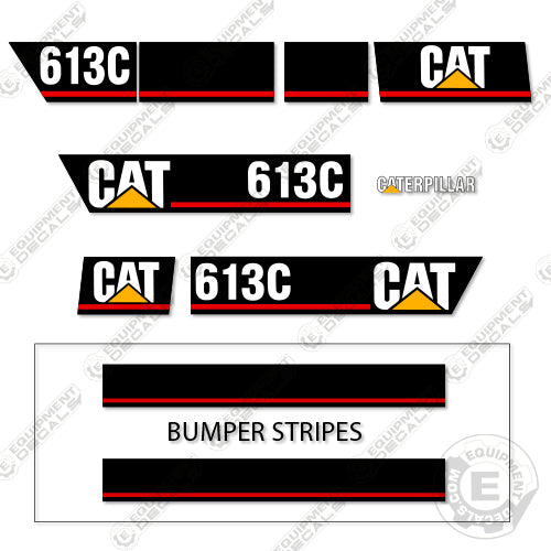 Fits Caterpillar 613C Motor Grader Decal Kit - With Extra Bumper Stripes 613, 613 c, decal kit