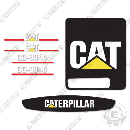 Fits Caterpillar CB-334D Heavy Weight Decal Kit Vibratory Smooth Drum Roller 334, 334d, cb-334d, cb334, cb334d, decal kit