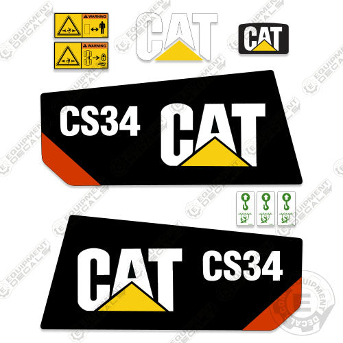 Fits Caterpillar CS34 Roller Decal Kit 34, cs-34, cs34, decal kit