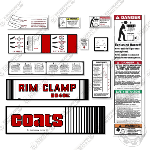 Fits Coats 5040E Decal Kit Rim Clamp 5040, 5040e, decal kit