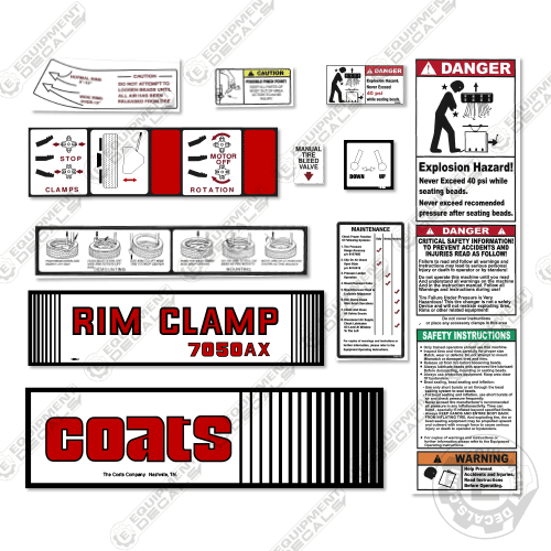 Fits Coats 7050AX Decal Kit Rim Clamp 7050, 7050-ax, 7050ax, decal kit