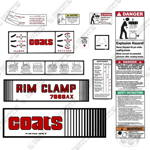 Fits Coats 7060AX Decal Kit Rim Clamp 7060, 7060AX, decal kit