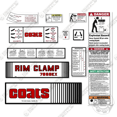 Fits Coats 7060EX Decal Kit Rim Clamp 7060, 7060ex, decal kit