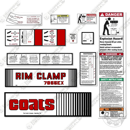 Fits Coats 7065EX Decal Kit Rim Clamp 7065, 7065ex, decal kit, ex