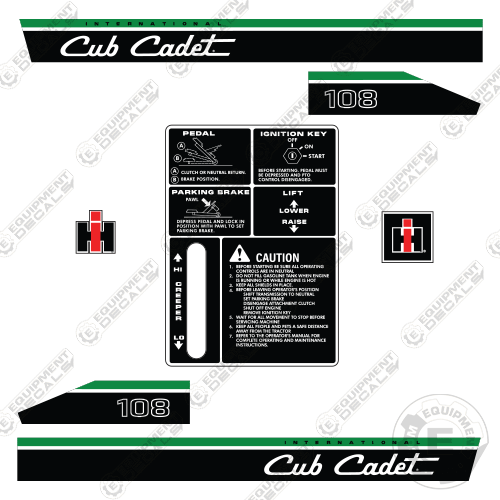 Fits Cub Cadet 108 Decal Kit Riding Mower decal kit