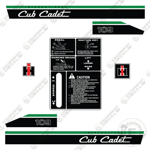 Fits Cub Cadet 109 Decal Kit Riding Mower decal kit