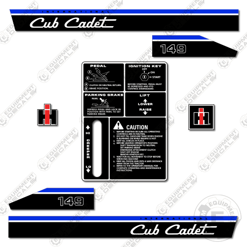 Fits Cub Cadet 149 Decal Kit Riding Mower decal kit