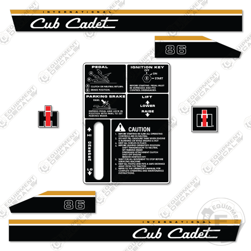 Fits Cub Cadet 86 Decal Kit Riding Mower decal kit