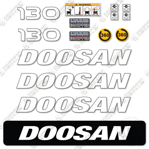 Fits Doosan 130 Decal Kit Forklift 130, decal kit, fork, fork lift, lift