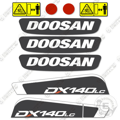 Fits Doosan DX140LC-5 Decal Kit Excavator decal kit, doosan, dx, dx140, dx140lc, lc