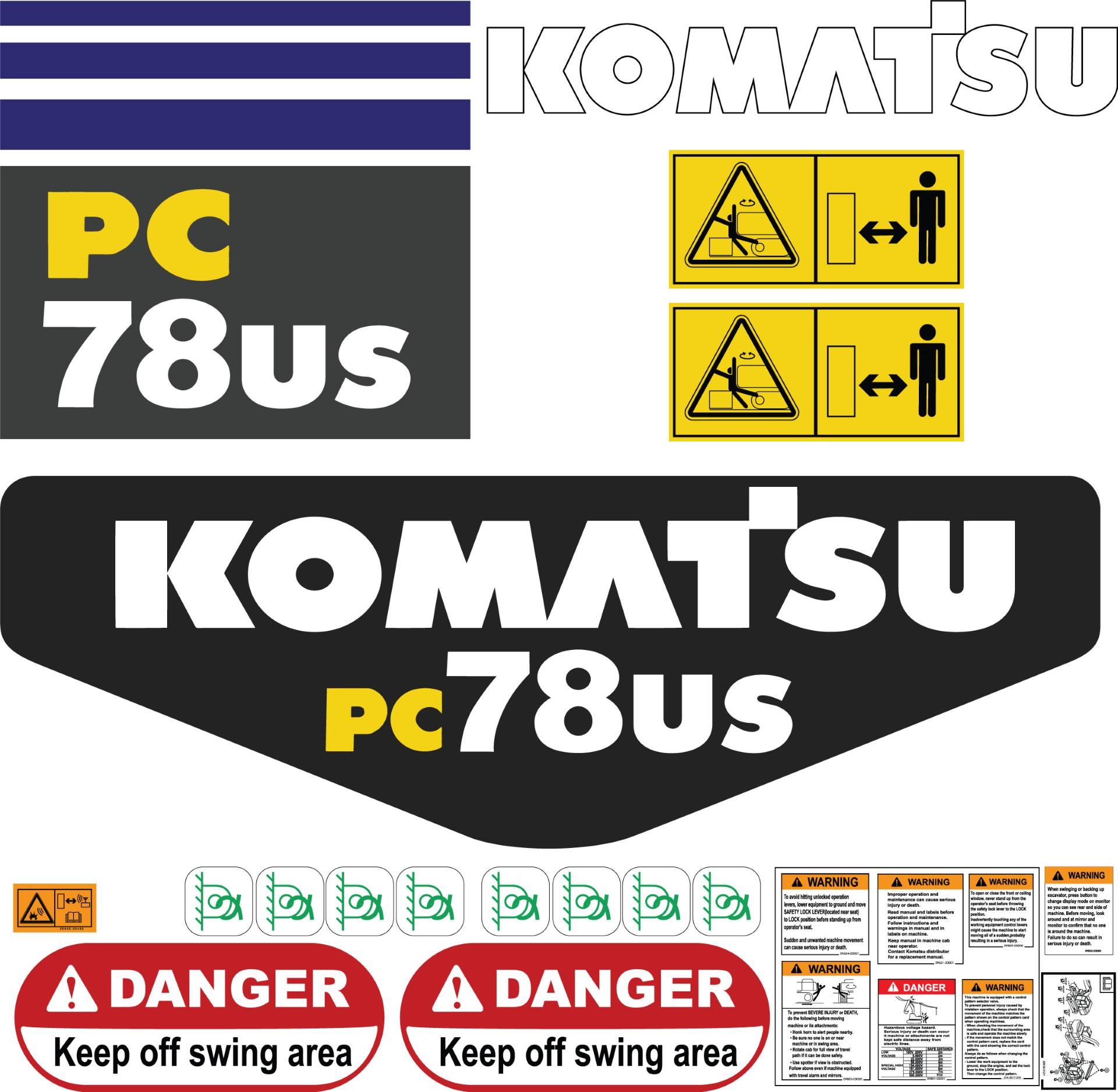 Fits Komatsu PC78US-6 Decal Kit Excavator - Custom 78, decal kit, pc, pc78