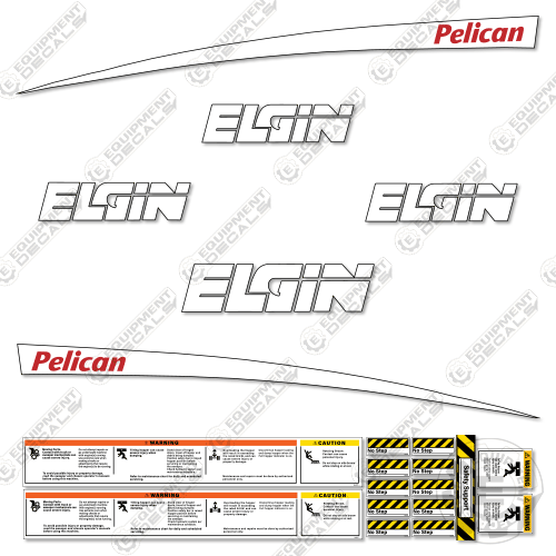 Fits Elgin Pelican Street Sweeper Decal Kit - WHITE decal kit, elgin