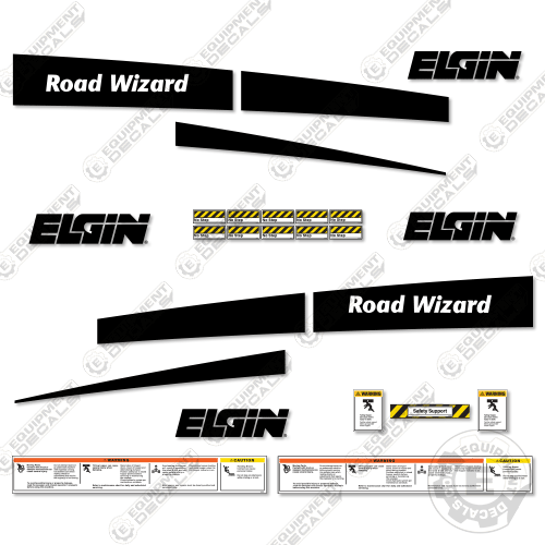 Fits Elgin Road Wizard Decal Kit Vacuum Sweeper - CUSTOM BLACK decal kit, sweep