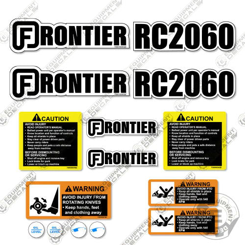 Fits Frontier RC2060 Decal Kit Tractor Rotor Mower 2060, decal kit, rc2060