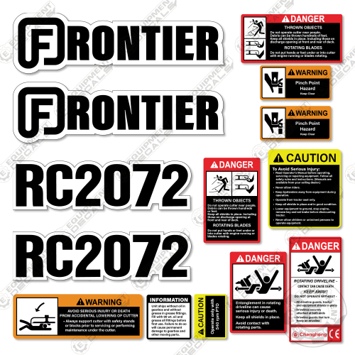 Fits Frontier RC2072 Decal Kit Tractor Rotor Mower 2072, decal kit, rc2072