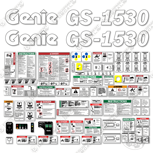 Fits Genie GS1530 Decal Kit Scissor Lift (SN: GS3016P-151487 to GS3016P-160599) 1530, gs-1530, gs1530