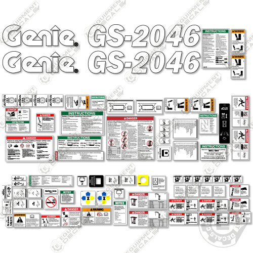 Fits Genie GS-2046 Decal Kit Scissor Lift 2046, gs-2046, gs2046