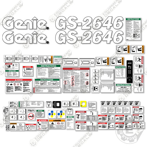 Fits Genie GS 2646 Decal Kit Scissor Lift 2646, gs-2646, gs2646