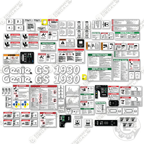 Fits Genie GS1930 Decal Kit Scissor Lift (SN GS3010A-110000 to GS3015A-141945 1930, gs-1930, gs1930