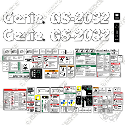 Fits Genie GS-2032 Decal Kit Scissor Lift (SN:148700-200100) 2032, gs-2032, gs2032