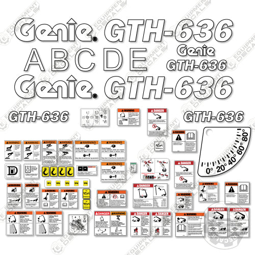 Fits Genie GTH-636 Decal Kit Telescopic Fork Lift 636, gth-636, gth636