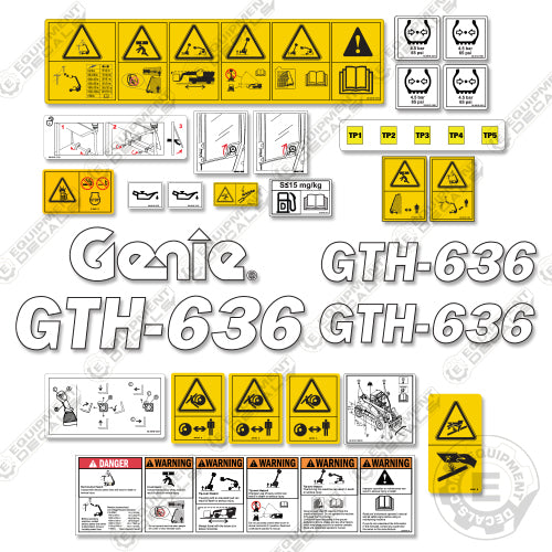 Fits Genie GTH-636 Decal Kit Telescopic Fork Lift Older Style 636, gth-636, gth636