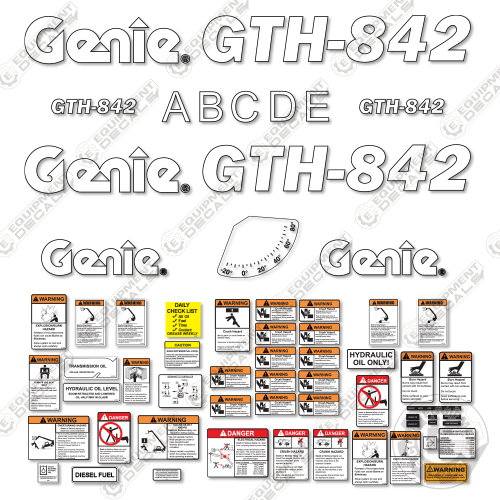 Fits Genie GTH 842 Telescopic Fork Lift Decal Kit 842