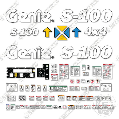 Fits Genie S100 Decal Kit Stick Boom Lift (SN 101 - 1549) 100, s-100, s100