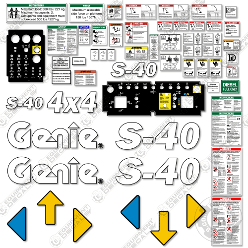 Fits Genie S-40 Vertical Mast Lift Decal Kit (2013) 40, s40