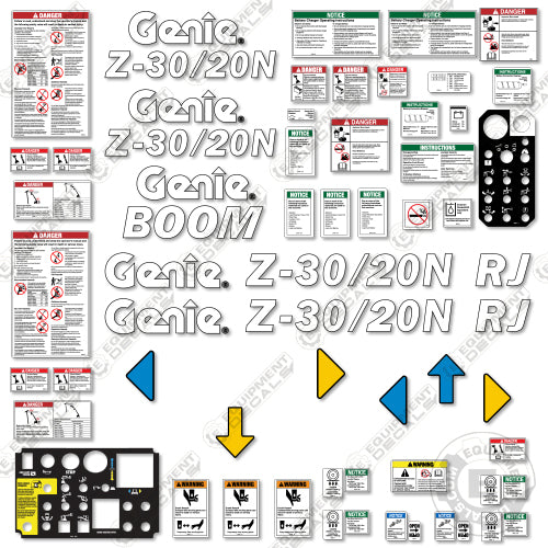 Fits Genie Z30/20N RJ Decal Kit Telescopic Boom Lift rj, z20, z20n, z30, z30/20, z30n